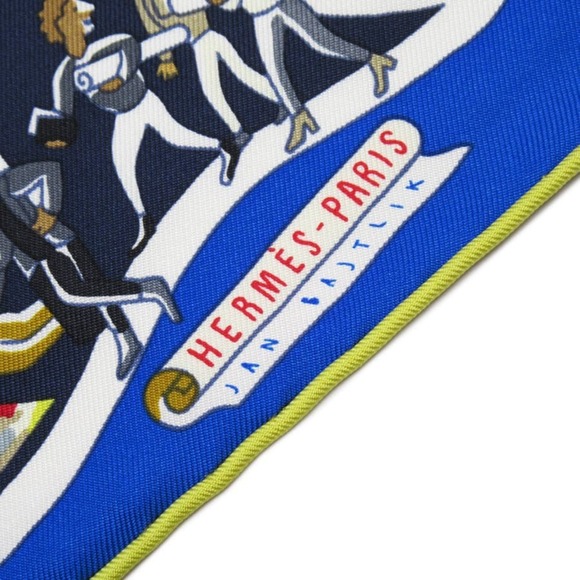HERMES Authentic Blue Silk Scarf - Picture 3 of 5